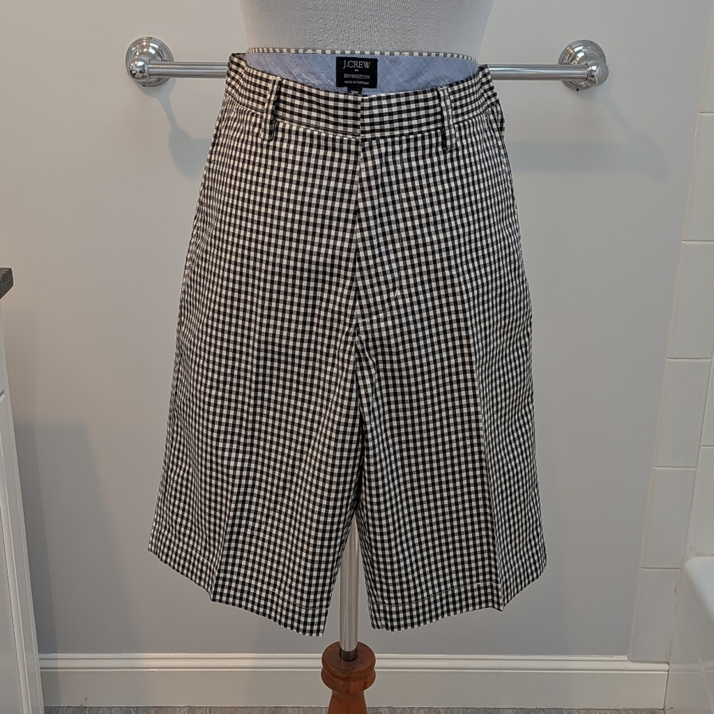 NWOT. J. Crew Men's Black and White Gingham Shorts - 30" Waist